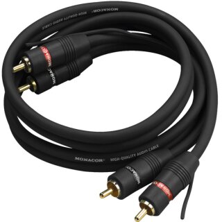 Monacor AC 150/SW, Phono Kabel mit Erdung, 1,5m